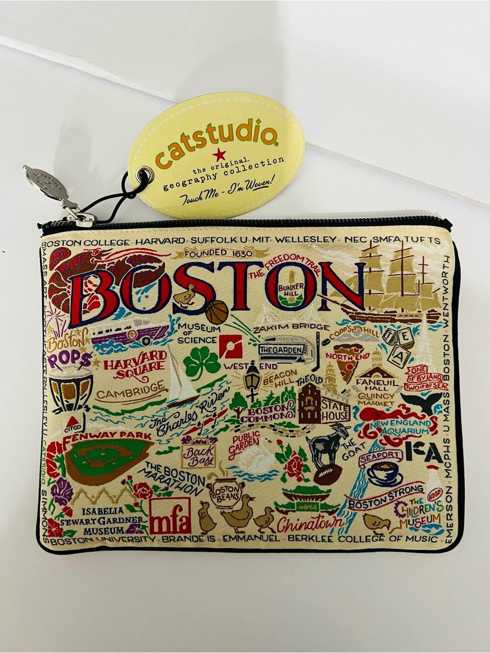 Catstudio Boston Zip Pouch Woven Geography Collection NWT Ducklings Back